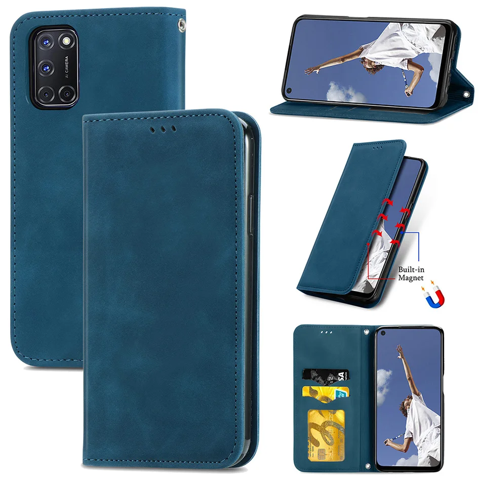 

Luxury Skin Leather Case For OPPO Reno 5 6 Pro Plus 4Z 5Z 6Z 5G 3A 5A Realme C12 C15 C17 C21 C21Y Flip Wallet Card Slots Cover