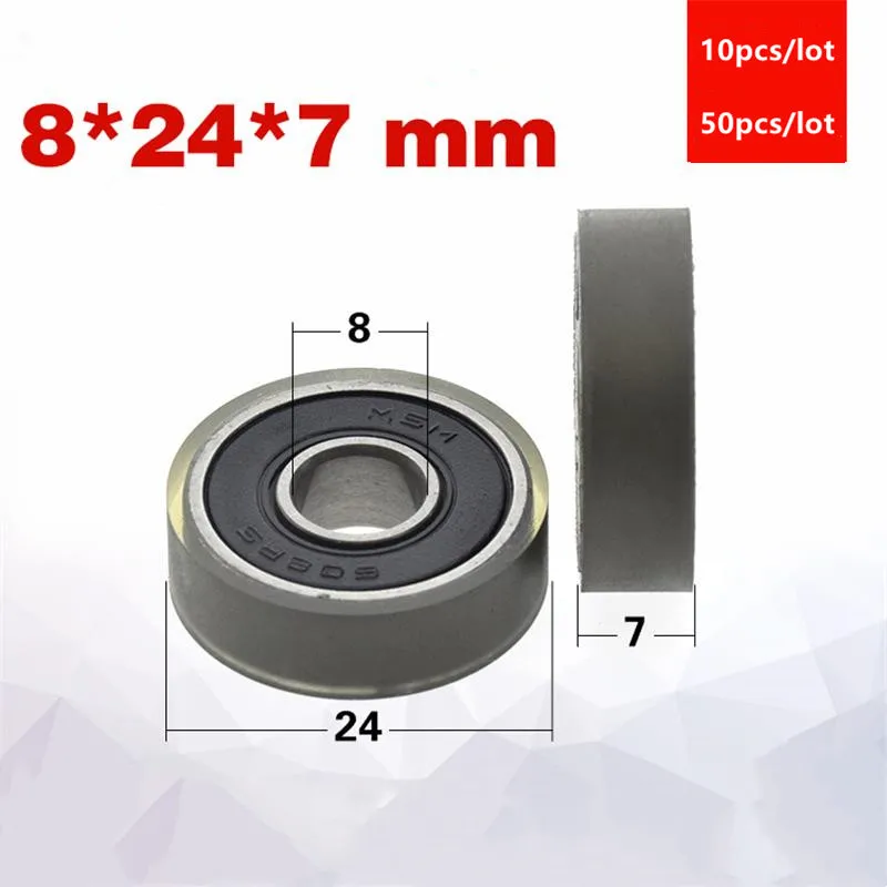 10pcs/50pcs 8*24*7mm polyurethane PU 608 608RS low noise roller bearing friction pulley soft rubber 8x24x7 | Обустройство дома