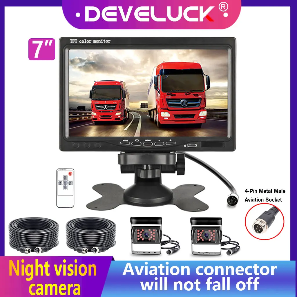 7" HD Truck Car Monitor Infrared Night Vision Cameras with Aviation head Parking Rear View Camera Remote Control 12-24V Trailer
7" HD Truck Car Monitor Infrared Night Vision Cameras with Aviation head Parking Rear View Camera Remote Control 12-24V Trailer
