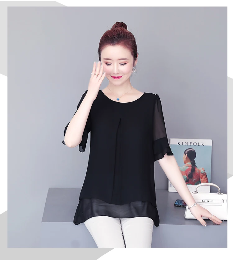 Women Blouses Solid 2020 Summer New Short- Sleeve V-Neck Lace up Shirt Female Chiffon Womens Plus Size Tops Slim Clothing NS4544 Women Blouses Solid 2020 Summer New Short- Sleeve V-Neck Lace up Shirt Female Chiffon Womens Plus Size Tops Slim Clothing NS4544