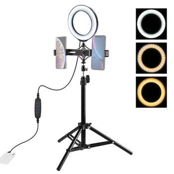 LED Selfie Ring Light Dimmable 6.2" LED Ring Lamp with 70cm Tripod Light Stand Dual Phone Clip for TikTok Youtube Live Streaming
LED Selfie Ring Light Dimmable 6.2" LED Ring Lamp with 70cm Tripod Light Stand Dual Phone Clip for TikTok Youtube Live Streaming