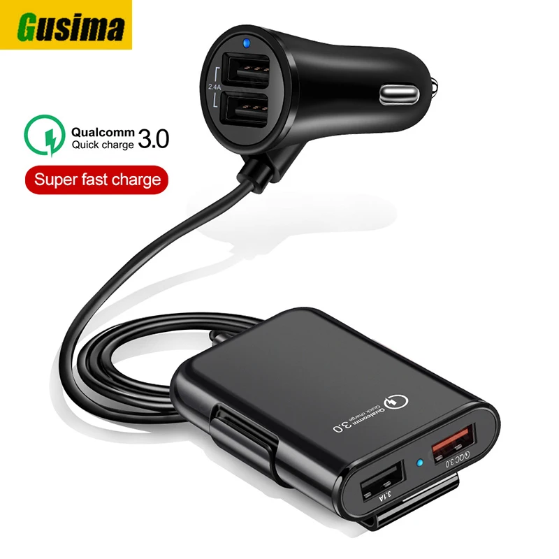 4 USB QC 3 0 Автомобильное зарядное устройство Быстрая зарядка телефон автомобиль