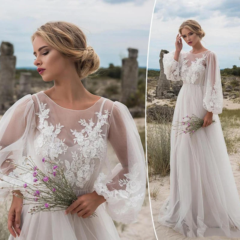 Fashion Boho Wedding Gowns Long Sleeves Bohemian Bridal Gowns Appliques Tulle Floor Length Beach Bridal Party Gowns Custom Made
Fashion Boho Wedding Gowns Long Sleeves Bohemian Bridal Gowns Appliques Tulle Floor Length Beach Bridal Party Gowns Custom Made