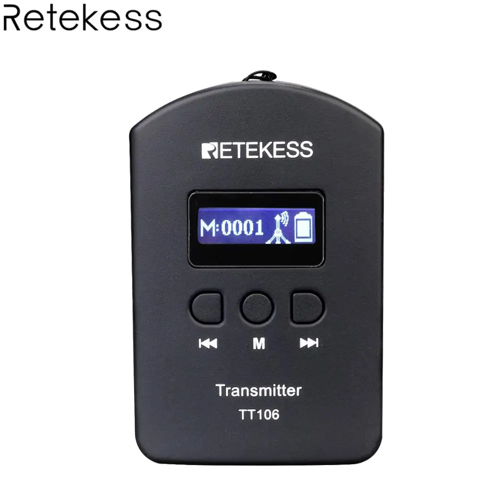

Retekess TT106 UHF Professional Ears Hanging Wireless Transmitter Tour Guide System Traveling Museum Simultaneous Interpretation