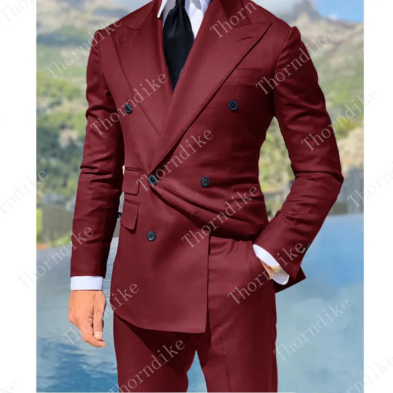 Ярко синий двубортный костюм модные мужские костюмы высококачественные на заказ
