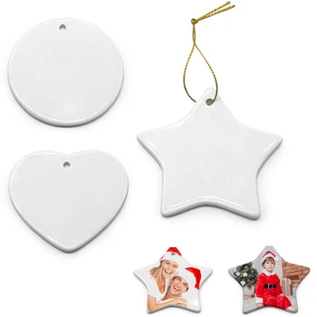 Blank White Sublimation Ceramic Pendant Round Heart Star Shaped Christmas Ornaments Heat transfer Printing DIY Gifts 
Blank White Sublimation Ceramic Pendant Round Heart Star Shaped Christmas Ornaments Heat transfer Printing DIY Gifts