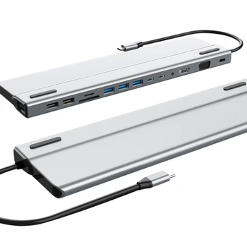 USB C HUB, 14 in 1 Multifunctional Type-C Docking Station Gigabit Network Card for PC Laptop
USB C HUB, 14 in 1 Multifunctional Type-C Docking Station Gigabit Network Card for PC Laptop