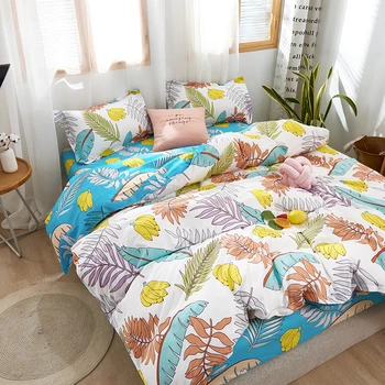 Cartoon leaves Korean style bedding set duvet cover 240x220 pillowcase sheets Bed linen queen king single size 
Cartoon leaves Korean style bedding set duvet cover 240x220 pillowcase sheets Bed linen queen king single size