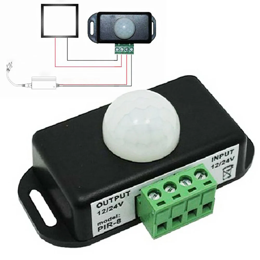120 Degrees Automatic DC 12V-24V 8A Infrared PIR Motion Sensor Switch for LED Light 5 ~ 8 M Infrared Motion Sensor Detector
120 Degrees Automatic DC 12V-24V 8A Infrared PIR Motion Sensor Switch for LED Light 5 ~ 8 M Infrared Motion Sensor Detector