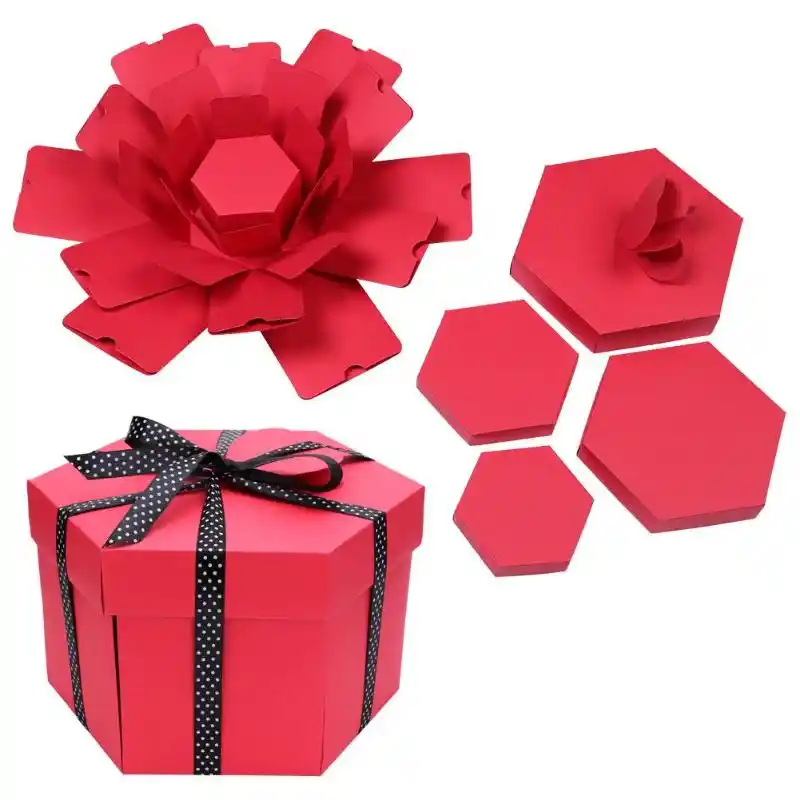 Creative Hexagon Surprise Explosion Box Diy Handmade Scrapbook Photo Album Wedding Gift Box For Valentine Christmas Gift Boxes Gift Bags Wrapping Supplies Aliexpress