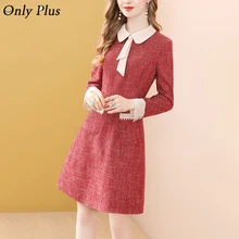 Only Plus Vintage Wine Tweed Winter Dresses Women Pocket Style Peter Pan Collar Sweet Romatic Female Dress Slim A-Line Vestidos
Only Plus Vintage Wine Tweed Winter Dresses Women Pocket Style Peter Pan Collar Sweet Romatic Female Dress Slim A-Line Vestidos