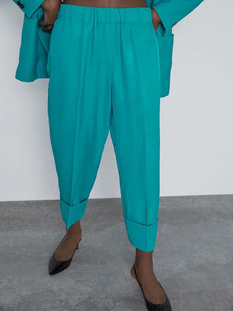 Autumn Women's Suit Pants High Waist Elastic Waist Harem Blue Office Lady Mature Pant
Autumn Women's Suit Pants High Waist Elastic Waist Harem Blue Office Lady Mature Pant