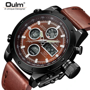 Oulm Military Watches Leather Strap LED Watches Men Top Brand Luxury Quartz Digital Watch reloj hombre Relogio Masculino
Oulm Military Watches Leather Strap LED Watches Men Top Brand Luxury Quartz Digital Watch reloj hombre Relogio Masculino