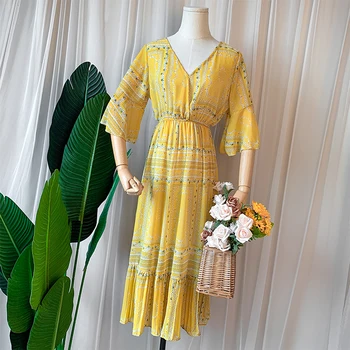 Bornsra 2020 Floral Chiffon Dress Back Strap Vacation Short-Sleeved V-neck Medium-length Dress A-Line Print Mid-Calf Dresses
Bornsra 2020 Floral Chiffon Dress Back Strap Vacation Short-Sleeved V-neck Medium-length Dress A-Line Print Mid-Calf Dresses