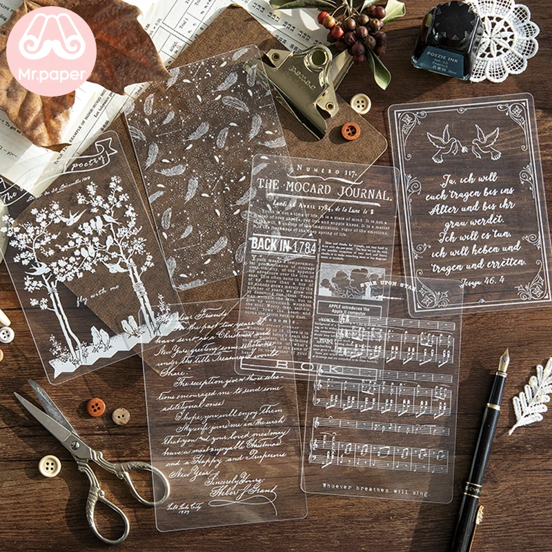 Mr.paper 6 Designs PET White Ink Printing Transparent Writing Board Vintage Retro Moonlight Book Writing School Office Supply
Mr.paper 6 Designs PET White Ink Printing Transparent Writing Board Vintage Retro Moonlight Book Writing School Office Supply