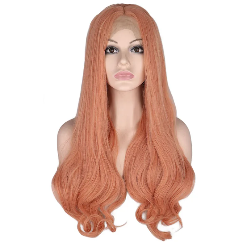 QQXCAIW синтетический парик фронта шнурка для женщин оранжевый розовый смешанный
