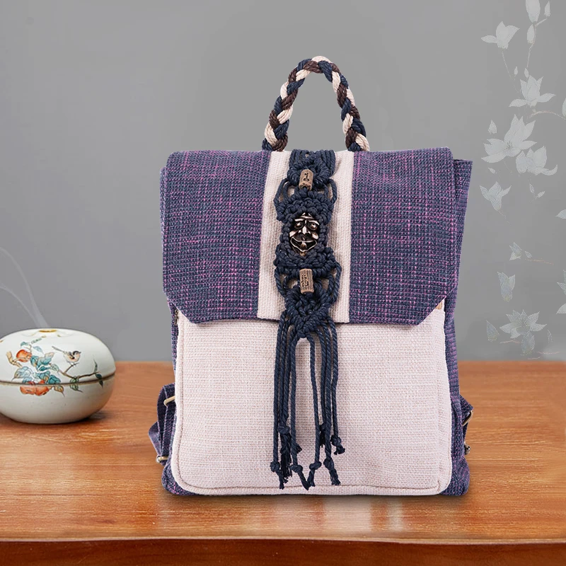 Fashion Women Backpack Hand Weave Ethnic Style Canvas Travel Lightweight Casual Large Capacity School Backpack for Teenage Girl
Fashion Women Backpack Hand Weave Ethnic Style Canvas Travel Lightweight Casual Large Capacity School Backpack for Teenage Girl
