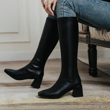 2020 new Concise back Zipper Superfine fiber Knee-High Ladies Boots Square Tor Thick Heels Pumps Winter Party Basic Shoes Woman
2020 new Concise back Zipper Superfine fiber Knee-High Ladies Boots Square Tor Thick Heels Pumps Winter Party Basic Shoes Woman