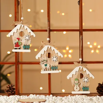 Christmas Ornaments Wooden Hollow Colorful House Christmas Tree Decorations Elk Showman Christmas Decorations for Home New Year 
Christmas Ornaments Wooden Hollow Colorful House Christmas Tree Decorations Elk Showman Christmas Decorations for Home New Year
