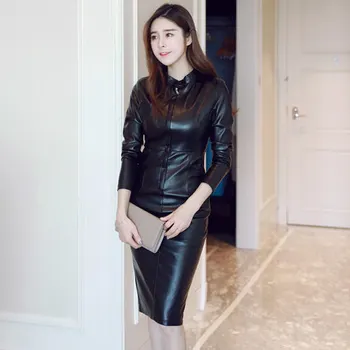 Spring Autumn Women's Dresses 2020 New Black Pu Leather Slim Bodycon Dress Long Sleeve Female Hip Warm Vestidos LX1474
Spring Autumn Women's Dresses 2020 New Black Pu Leather Slim Bodycon Dress Long Sleeve Female Hip Warm Vestidos LX1474
