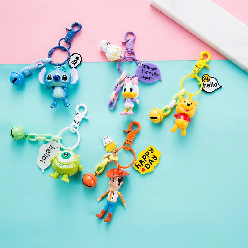 

2019 New Mickey Minnie PVC Cartoon Figure Key chain Mini Anime Key Ring Kid Charm Pendant Keychain Key Holder Fashion Trinket