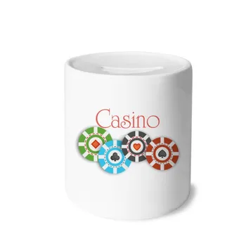 

Four Patterns Casino Chips Illustration Money Box Saving Banks Ceramic Coin Case Kids Adults