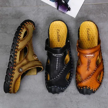 New Soft Genuine Leather Men's Sandals Classic Roman Comfortable Casual Shoes Summer Outdoor Beach Man's Sandal Big Size 38-48 
New Soft Genuine Leather Men's Sandals Classic Roman Comfortable Casual Shoes Summer Outdoor Beach Man's Sandal Big Size 38-48