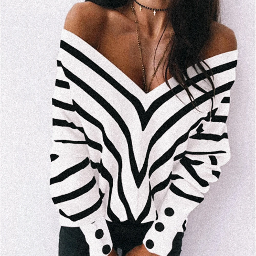 Vintage Striped Women Sweater Autumn 2020 V Neck Off Shoulder Button Cuff Contrast Knitting Sweaters Retro Undershirt WInter 
Vintage Striped Women Sweater Autumn 2020 V Neck Off Shoulder Button Cuff Contrast Knitting Sweaters Retro Undershirt WInter