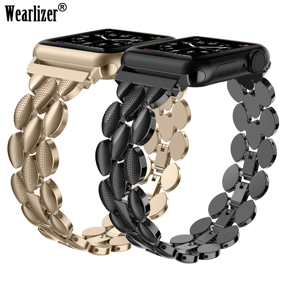 Ремешок Wearlizer из нержавеющей стали для Apple watch Series 4 3 2 1 металлический браслет iWatch 40
