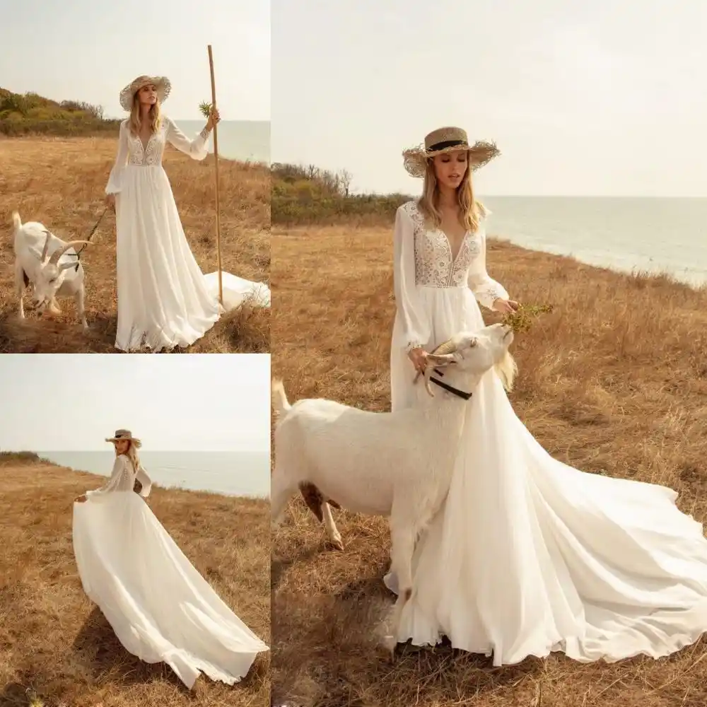 boho wedding dress modest