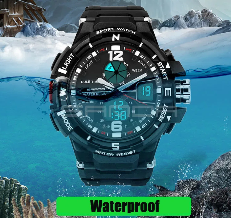 SANDA Fashion Watch Men Waterproof LED Sports Military Watch Shock Resistant Men's Analog Quartz Digital Watch relogio masculino
SANDA Fashion Watch Men Waterproof LED Sports Military Watch Shock Resistant Men's Analog Quartz Digital Watch relogio masculino