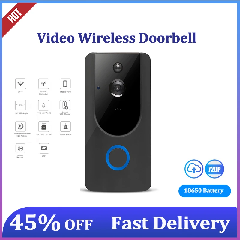 720HD Wireless Doorbell WiFi IP Door Bell Video Intercom Smart Deurbel For Apartments Home Security | Безопасность и защита
