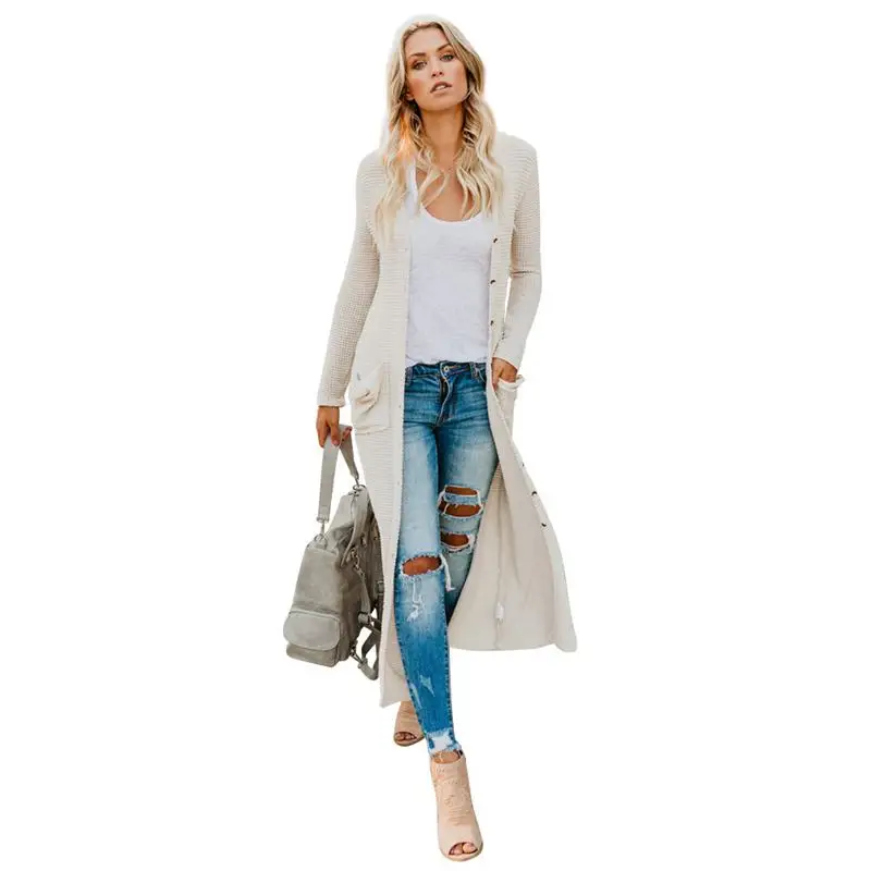 Autumn Winter Women's Knitting Long Sleeve Splice Button Big Pocket Solid Large Sweater Coat For Ladies Long Cardigan Coat Cream
Autumn Winter Women's Knitting Long Sleeve Splice Button Big Pocket Solid Large Sweater Coat For Ladies Long Cardigan Coat Cream