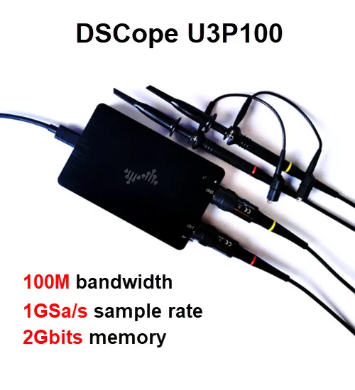 DSCope U3P100 1GSa/s 100mhz PC oscilloscope usb digital Dual Sampling Rate dual analog Bandwidth with FFT GUI Interface
DSCope U3P100 1GSa/s 100mhz PC oscilloscope usb digital Dual Sampling Rate dual analog Bandwidth with FFT GUI Interface