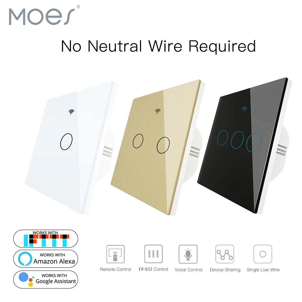 Smart switch no neutral Switch Interruptor WiFi RF433 Smart touch Switch Tuya Remote Control Single Fire Work with Alexa
Smart switch no neutral Switch Interruptor WiFi RF433 Smart touch Switch Tuya Remote Control Single Fire Work with Alexa