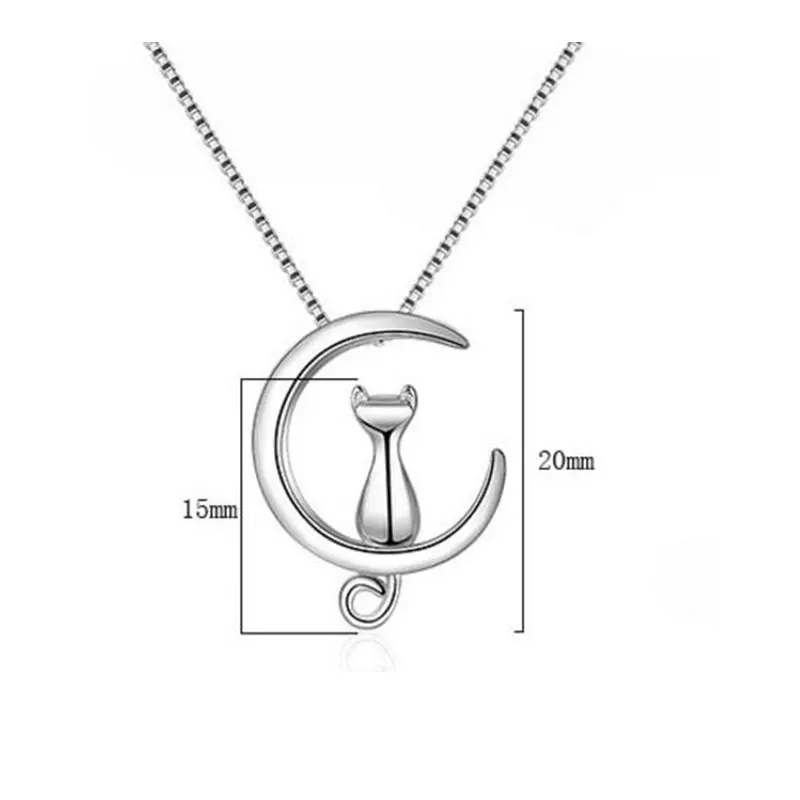 Silver Color Simple Cute Pet Cat Moon Jewelry Set - PeticaDeals