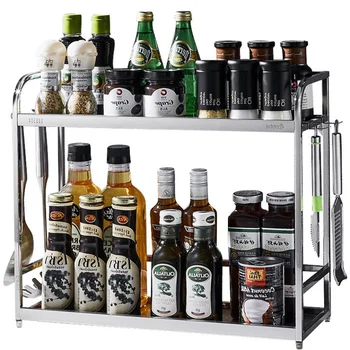 Stainless Steel Kitchen Shelf, Kitchen Top, Domestic Seasoning, Soy Sauce Cabinet, Wall Hanging, Double-layer Multifunctional Fi
Stainless Steel Kitchen Shelf, Kitchen Top, Domestic Seasoning, Soy Sauce Cabinet, Wall Hanging, Double-layer Multifunctional Fi