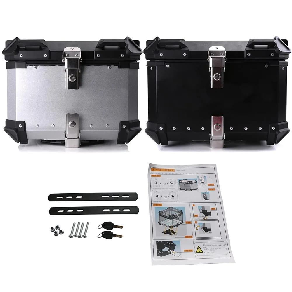 65L 55L 45L Motorcycle Storage Trunk Tool Box Rear Luggage Helmet Lock Box Case Boxes Waterproof Aluminum Universal for BMW Honda Suzuki Kawasaki Yamaha Accessories (4)