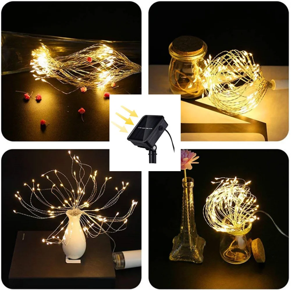 120/200LED Festival Hanging Starburst Solar LED String Light DIY Firework Copper Fairy Garland Christmas Light Outdoor Twinkle
120/200LED Festival Hanging Starburst Solar LED String Light DIY Firework Copper Fairy Garland Christmas Light Outdoor Twinkle