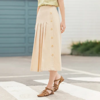 INMAN 2020 Sumer New Arrival Literary Leisure Single-breasted A-line Skirt 
INMAN 2020 Sumer New Arrival Literary Leisure Single-breasted A-line Skirt