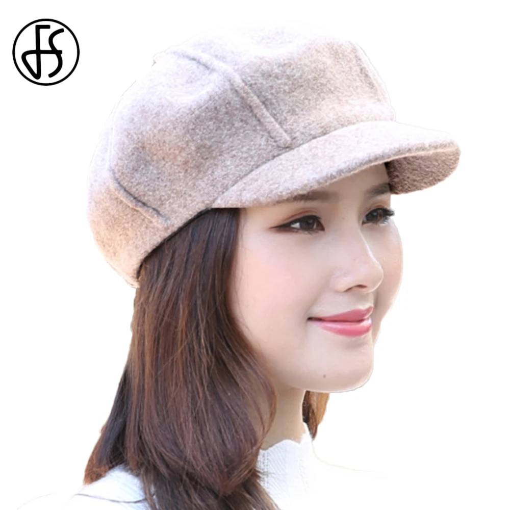 

FS British Retro Winter Warm Wool Felt Women Newsboy Gatsby Cap Octagonal Hats Beret Korean Ladies Peaked Hat Painter Caps 2022