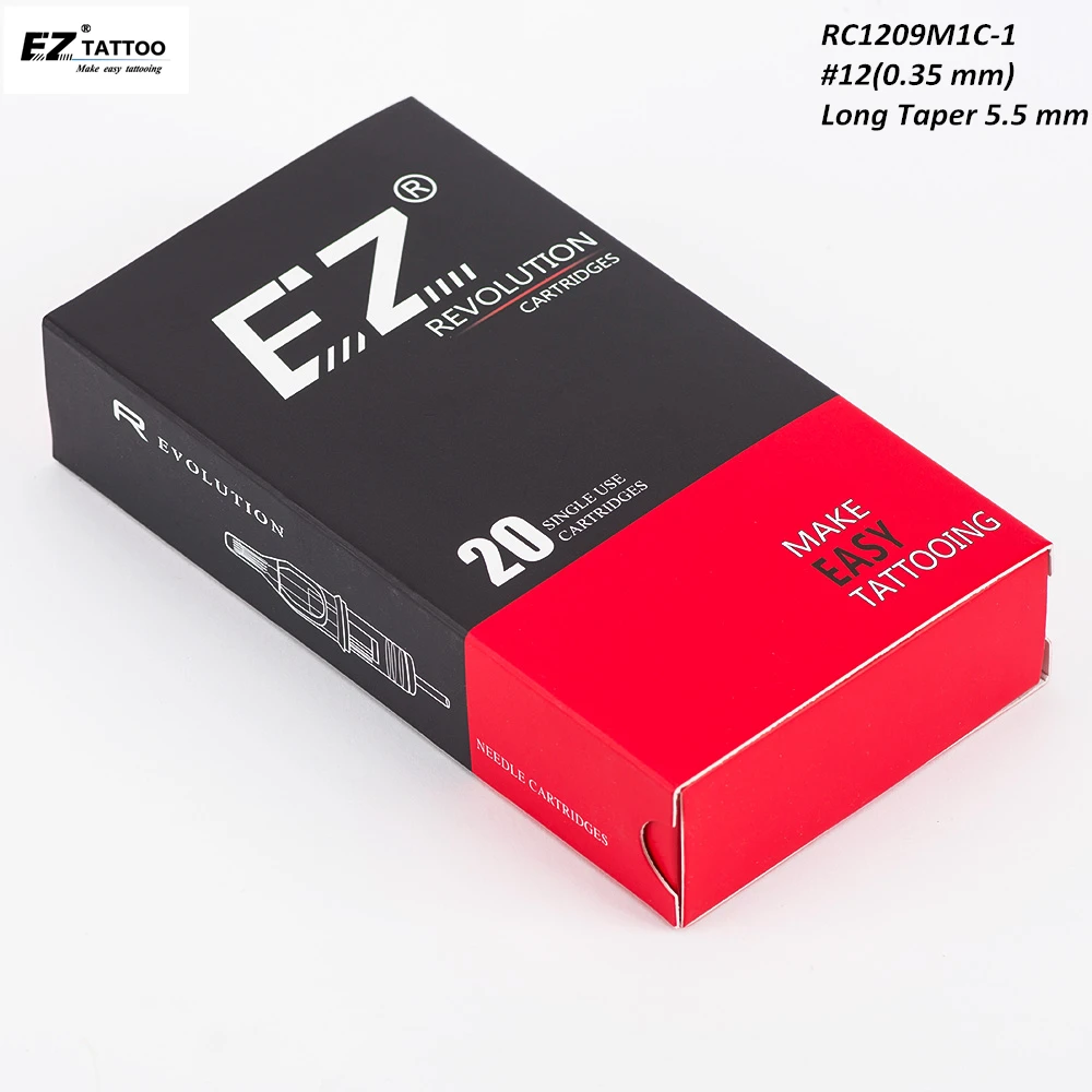 

EZ Revolution Cartridge Tattoo Needles Curved Magnum Round Magnum 9RM #12 (0.35 MM) for Rotary Pen Machine Grips 20 Pcs/Box