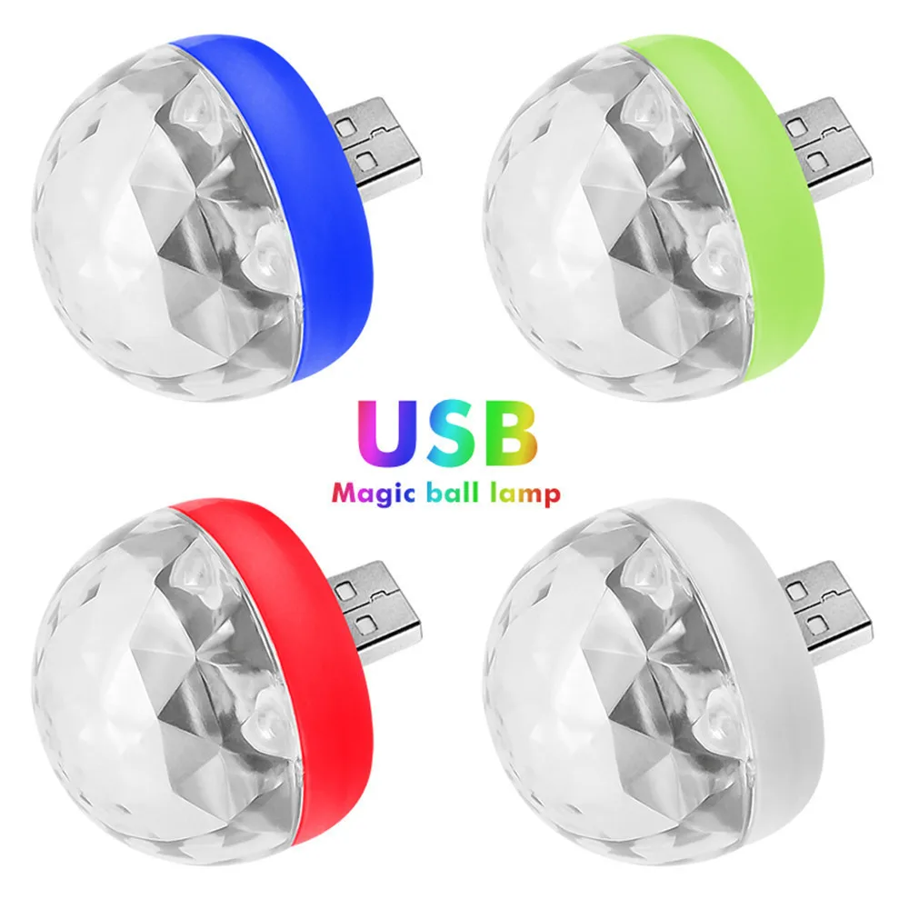 

Mini USB LED Car Atmosphere Light RGB Music Sound Control DJ Disco Ball Lamp Home Party USB To Android Phone Disco Light