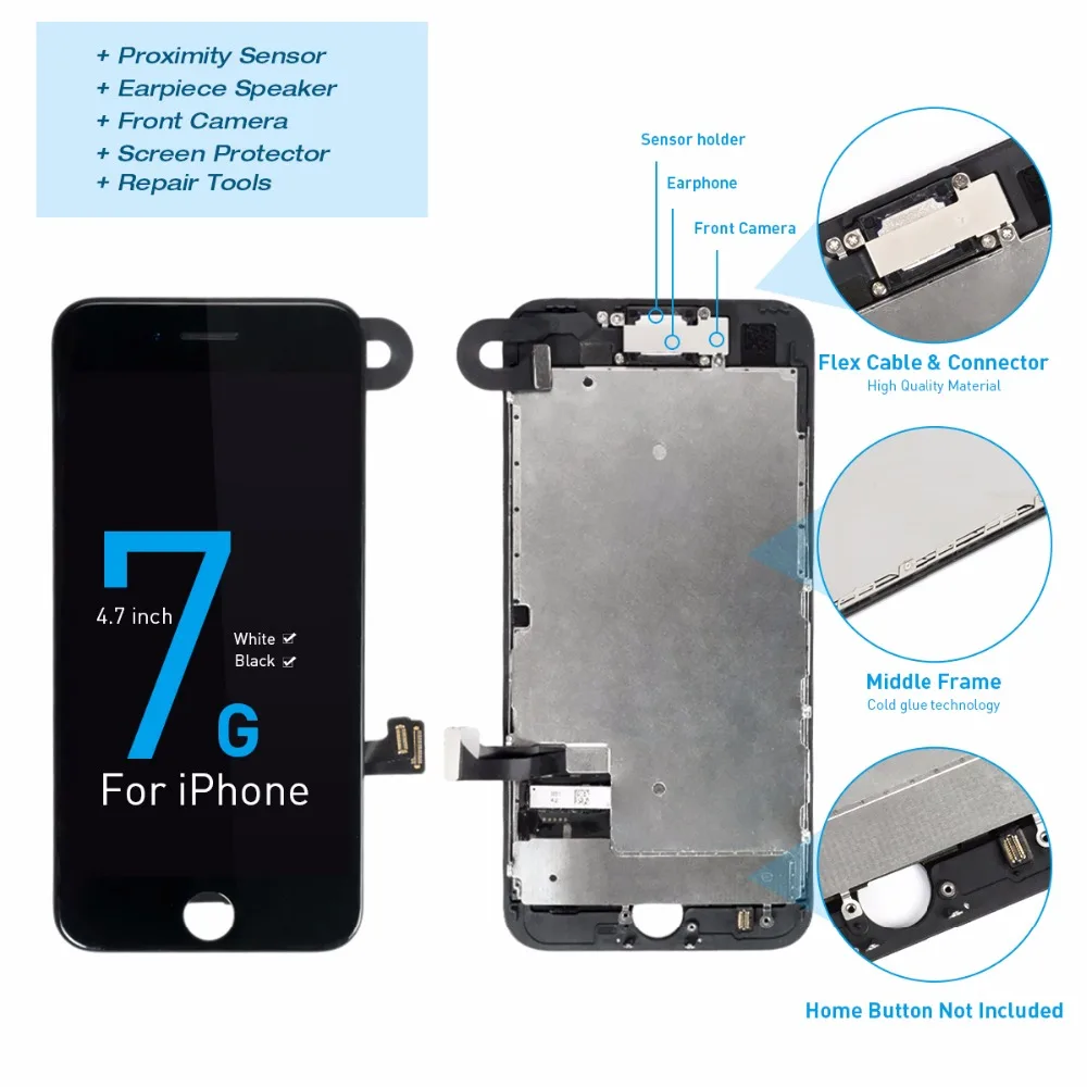 Full Assembly For iPhone 7 7G LCD Display Pantalla New Screen Replacement Parts Support 3D TouchComplete LCD Grade AAA100% Test
Full Assembly For iPhone 7 7G LCD Display Pantalla New Screen Replacement Parts Support 3D TouchComplete LCD Grade AAA100% Test