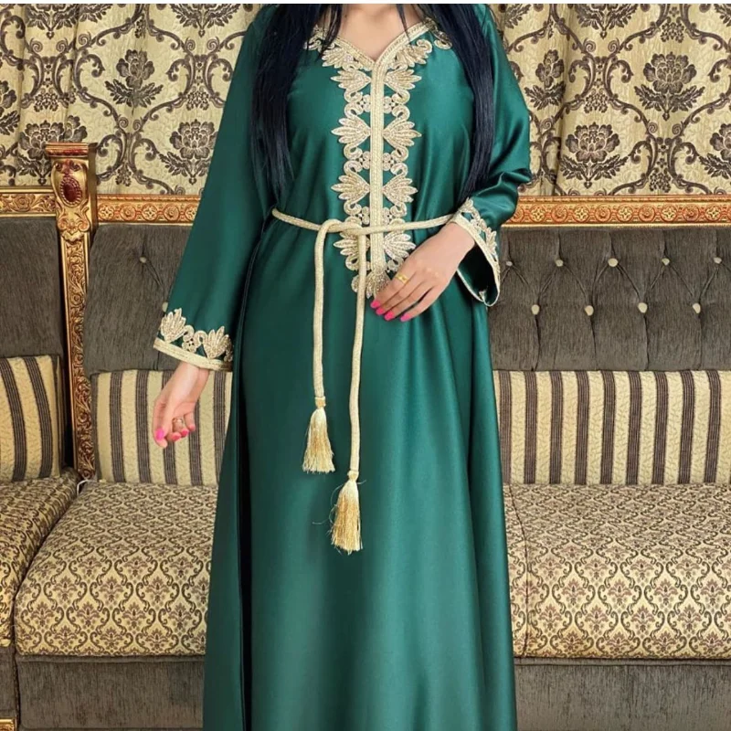 Eid Mubarak Abaya Дубай мусульманское женское платье Djellaba Boubou с длинным рукавом турецкий