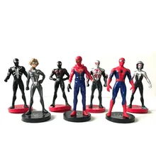 Nova 7 pçs/set Spiderman Black widow figuras de ação Modelo de personagem de banda desenhada À Mão ornamentos brinquedos Bolo de decoração presentes(China)