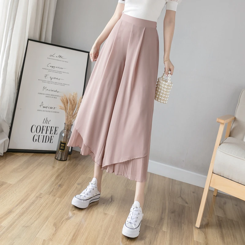 Han edition chiffon pressure plait make summer new split wide-legged trousers slacks nine points height pants big yards
Han edition chiffon pressure plait make summer new split wide-legged trousers slacks nine points height pants big yards