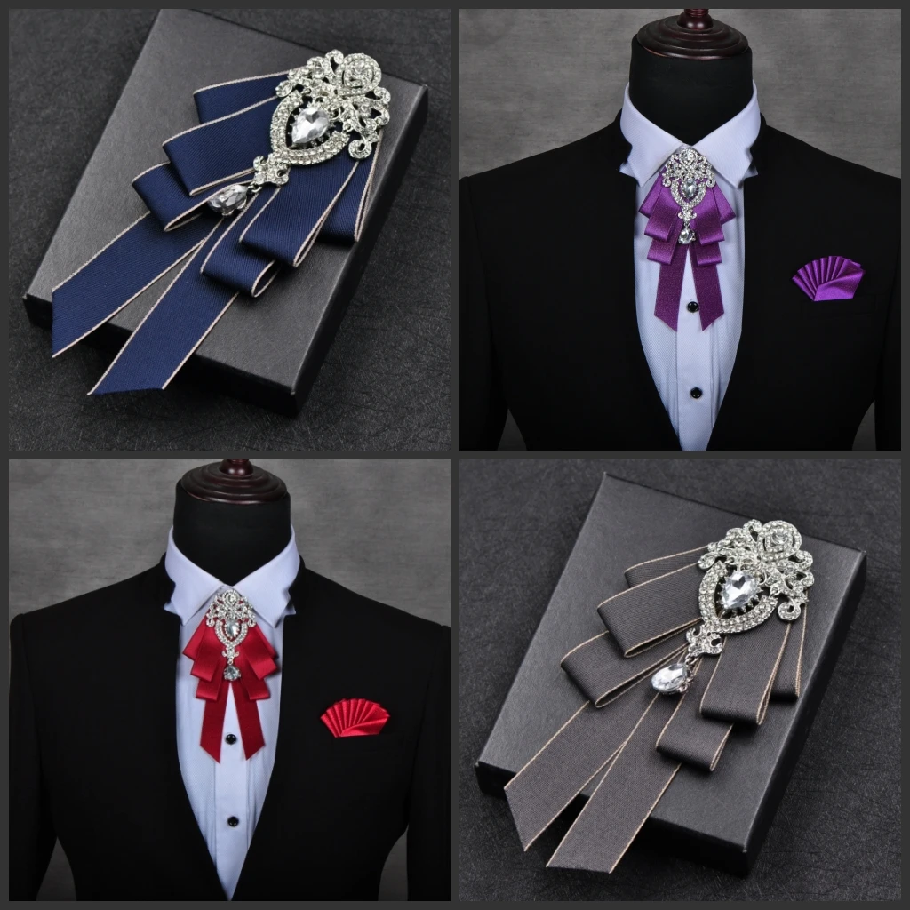 

i-Remiel High-end British Style Bowties Multi-layer Neckties Bow Tie for Men Groomsmen Best Men Wedding Ties Jewelry Accessories