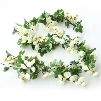 artificial rose vines foral garland fake rose vine silk flower hanging faux roses outdoor garland white wedding arch diy decor 
artificial rose vines foral garland fake rose vine silk flower hanging faux roses outdoor garland white wedding arch diy decor