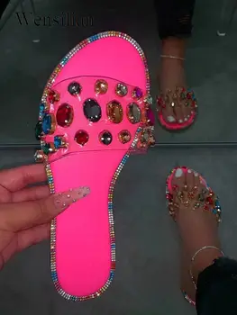 2020 Summer Shoes Women Slippers Gemstone Rhinestones Flashing Sandals Ladies Slides Wild Diamond Slippers Pantuflas De Mujer
2020 Summer Shoes Women Slippers Gemstone Rhinestones Flashing Sandals Ladies Slides Wild Diamond Slippers Pantuflas De Mujer